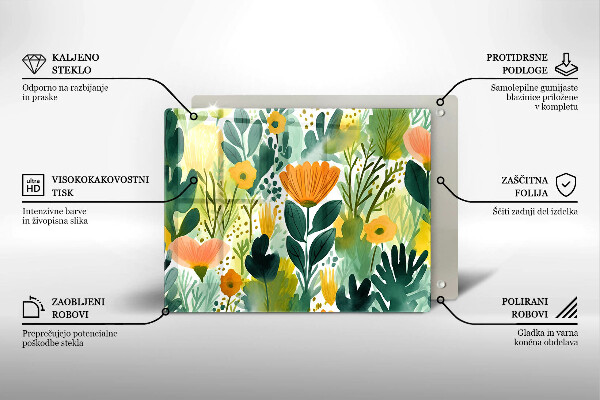 Kitchen worktop saver Painted flowers