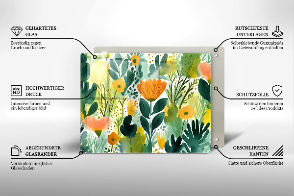 Kitchen worktop saver Painted flowers