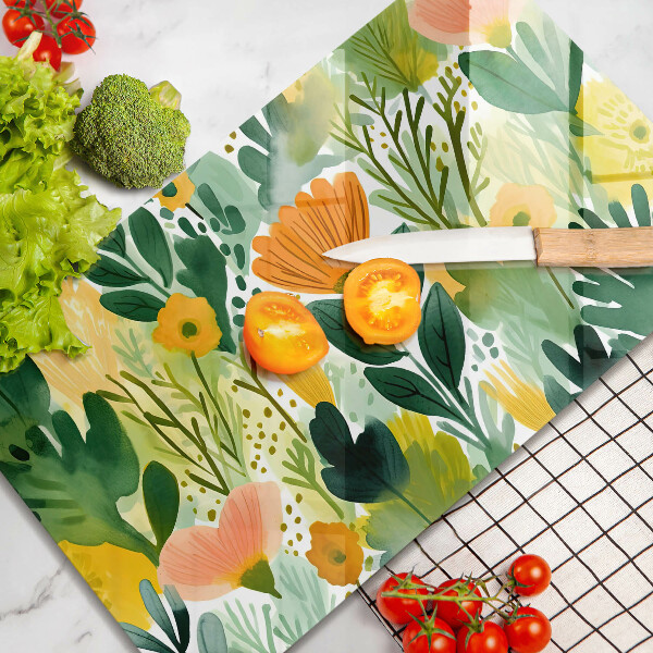 Kitchen worktop saver Painted flowers