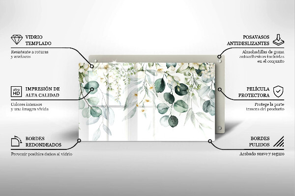 Kitchen worktop saver Watercolor plants