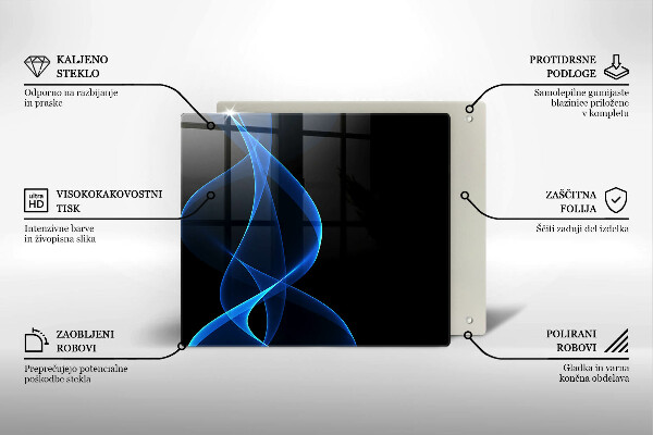 Worktop heat protector Blue smoke lines