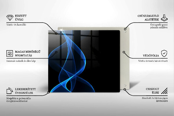 Worktop heat protector Blue smoke lines