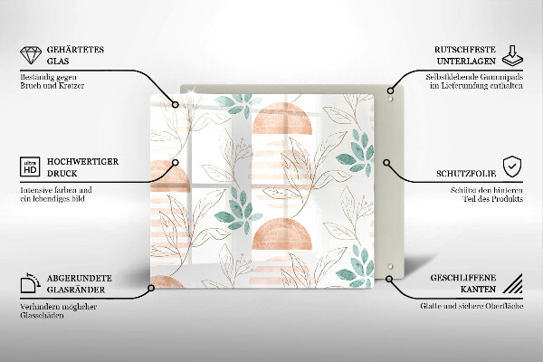 Kitchen worktop saver Boho pattern leaves