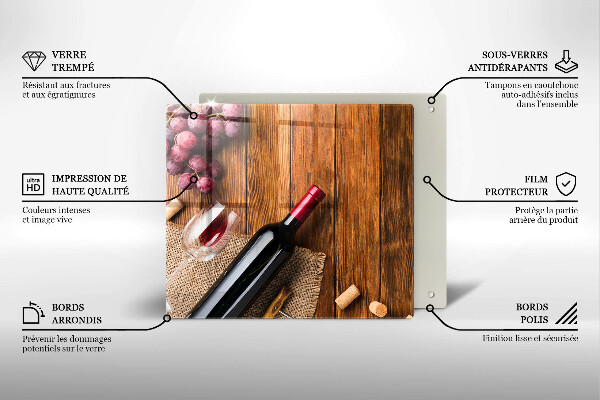 Glass kitchen board A bottle of red wine