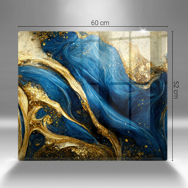 Glass kitchen board Blue-gold marble