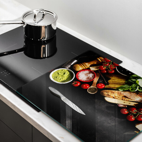 Glass kitchen board Italian ingredients and spices