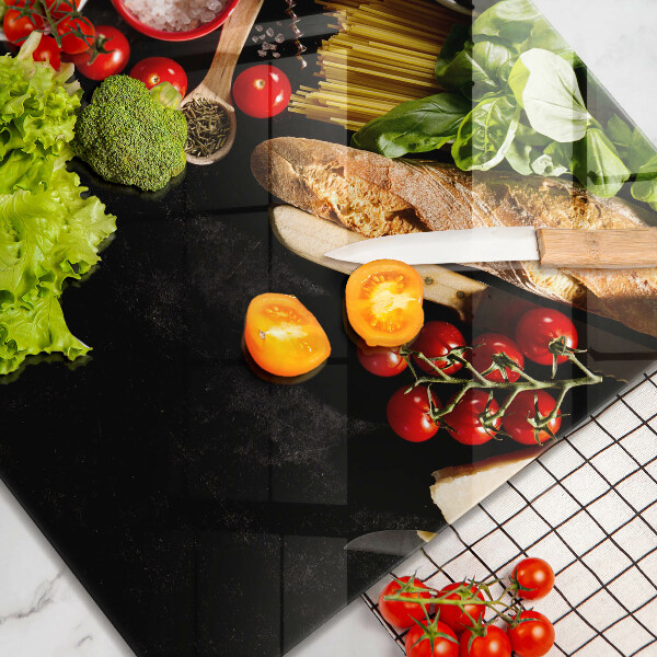 Glass kitchen board Italian ingredients and spices