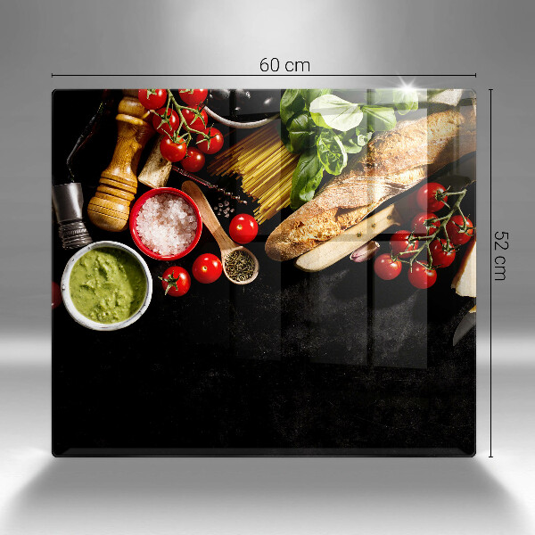 Glass kitchen board Italian ingredients and spices