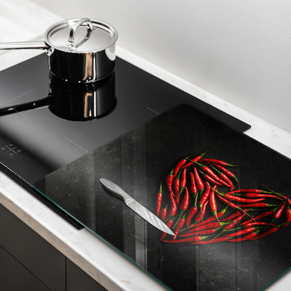 Worktop heat protector Chili peppers heart