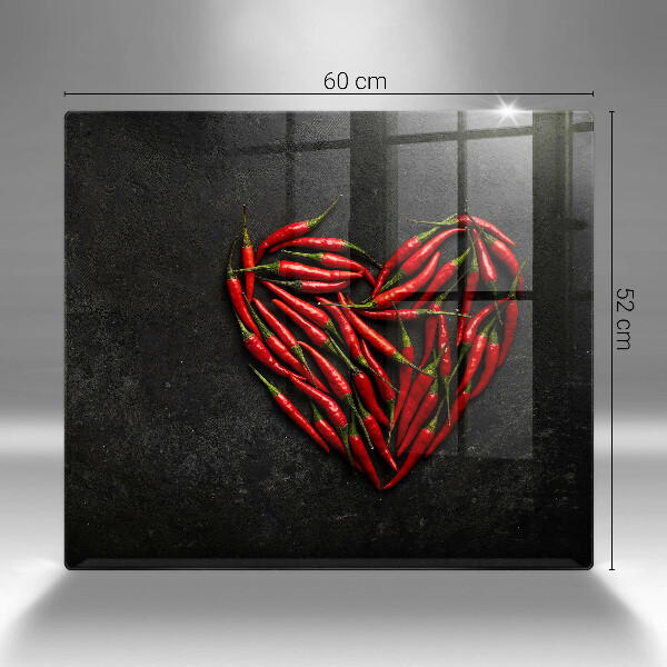 Worktop heat protector Chili peppers heart