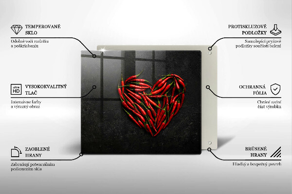 Worktop heat protector Chili peppers heart
