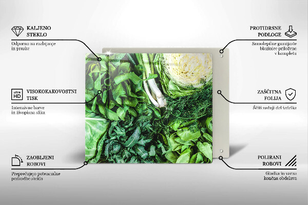 Induction hob cover Green vegetables
