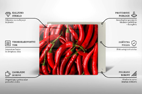 Glass kitchen board Hot chili peppers