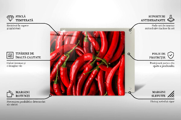 Glass kitchen board Hot chili peppers