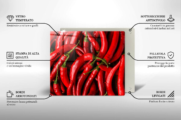 Glass kitchen board Hot chili peppers
