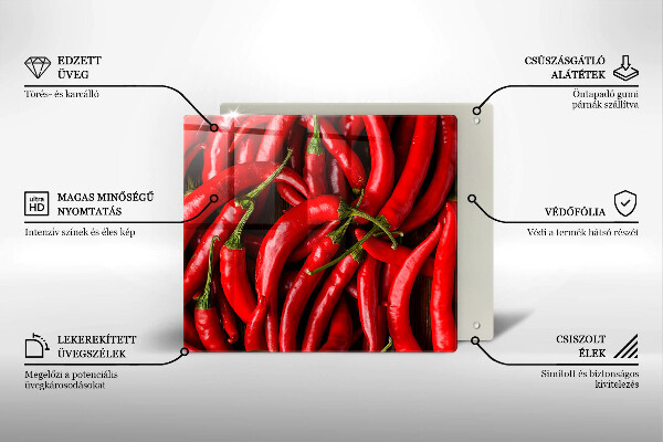 Glass kitchen board Hot chili peppers