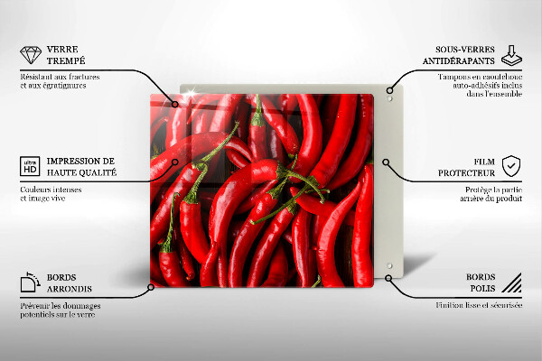 Glass kitchen board Hot chili peppers