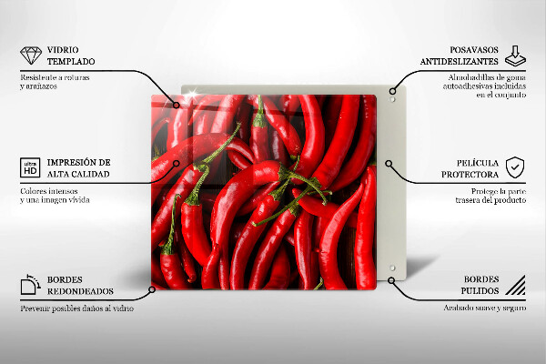 Glass kitchen board Hot chili peppers