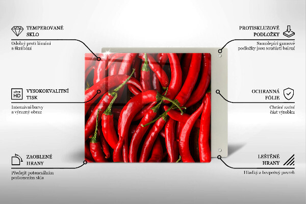 Glass kitchen board Hot chili peppers