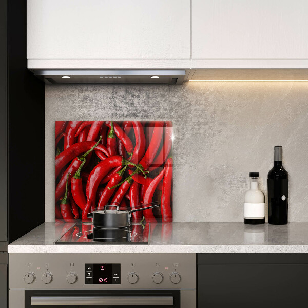 Glass kitchen board Hot chili peppers