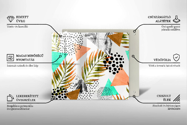 Induction hob cover Boho leaves pattern