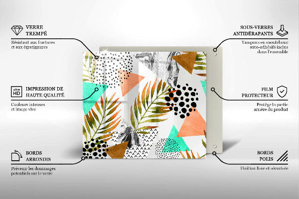 Induction hob cover Boho leaves pattern