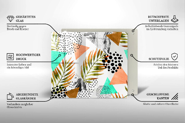 Induction hob cover Boho leaves pattern