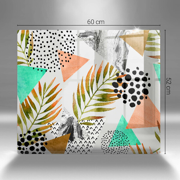 Induction hob cover Boho leaves pattern