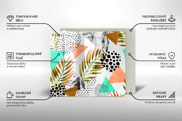 Induction hob cover Boho leaves pattern