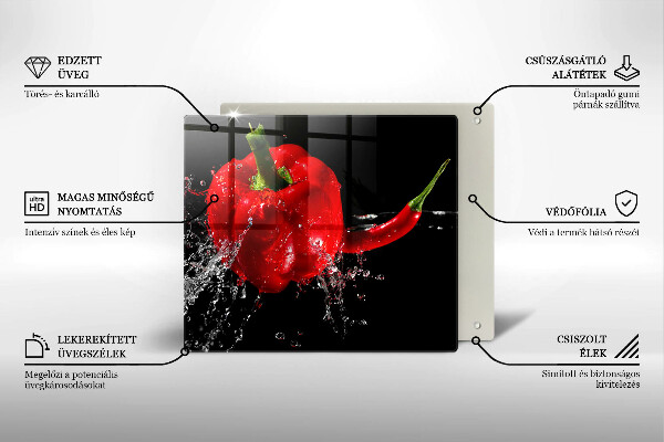 Kitchen worktop saver Red peppers in water