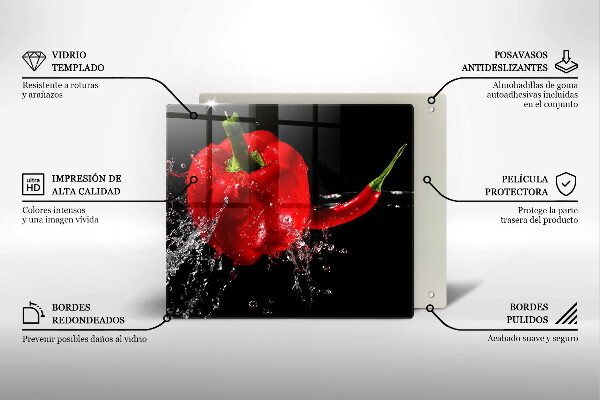 Kitchen worktop saver Red peppers in water