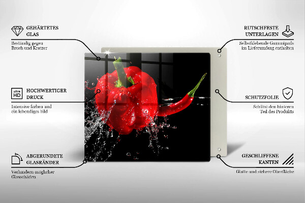 Kitchen worktop saver Red peppers in water