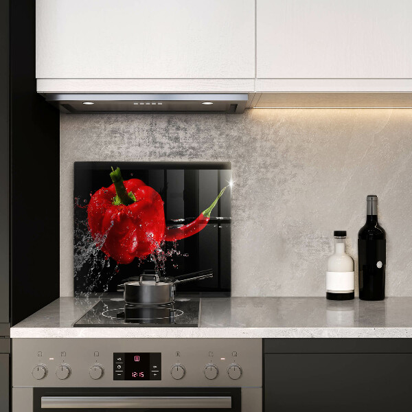 Kitchen worktop saver Red peppers in water