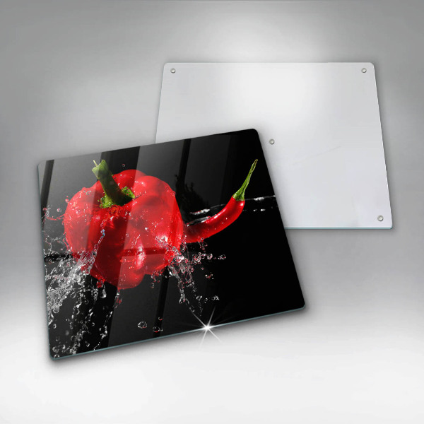 Kitchen worktop saver Red peppers in water