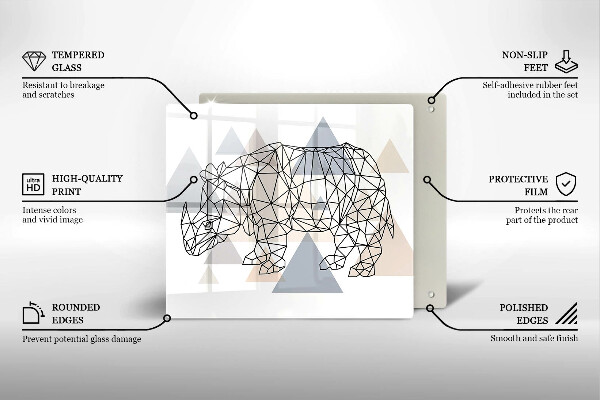 Worktop heat protector Line-art rhino