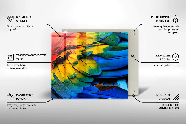 Induction hob cover Colorful parrots