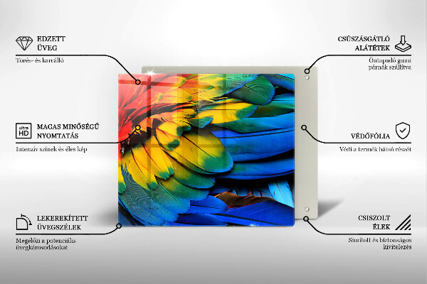 Induction hob cover Colorful parrots