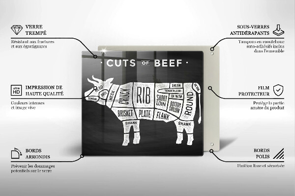 Kitchen worktop saver Cow meat beef