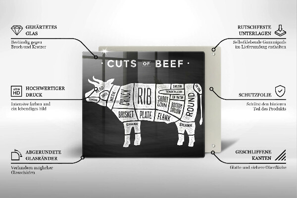 Kitchen worktop saver Cow meat beef