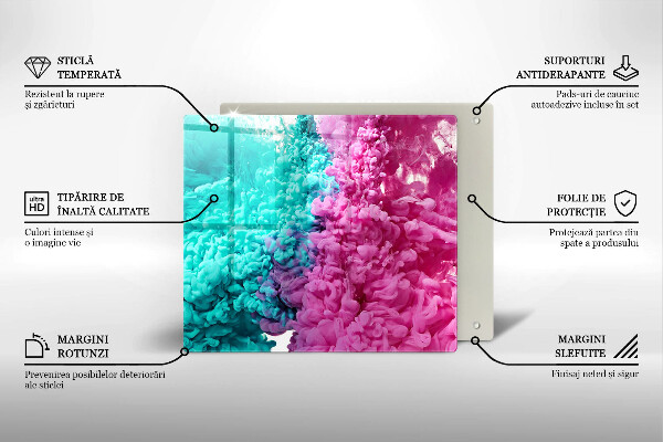 Induction hob cover Turkos-pink smoke