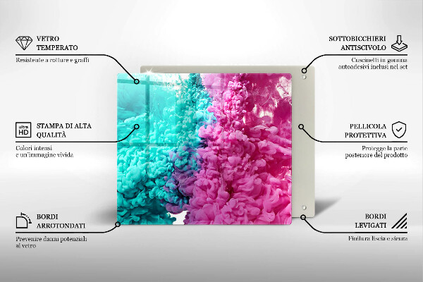 Induction hob cover Turkos-pink smoke