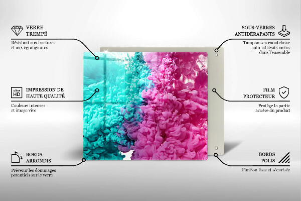 Induction hob cover Turkos-pink smoke