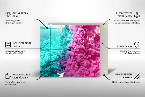 Induction hob cover Turkos-pink smoke