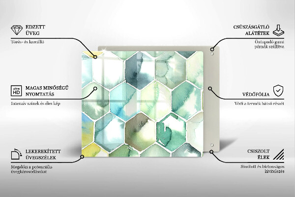 Kitchen worktop saver Watercolor hexagons