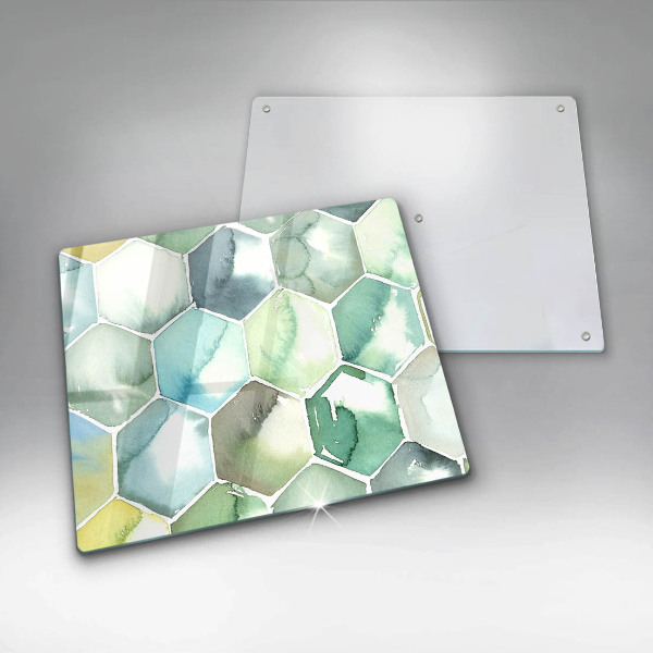 Kitchen worktop saver Watercolor hexagons