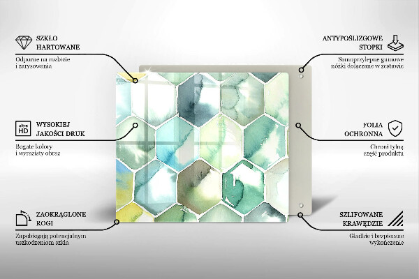 Kitchen worktop saver Watercolor hexagons