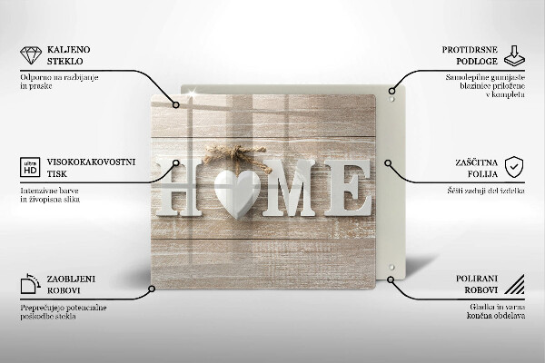 Kitchen worktop saver Boards and the inscription Home