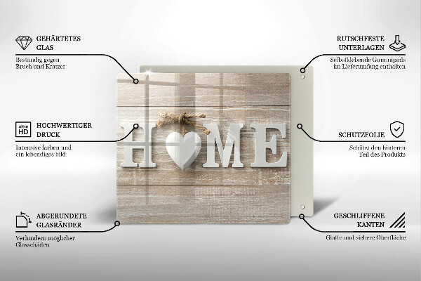 Kitchen worktop saver Boards and the inscription Home