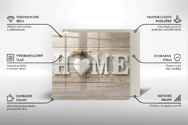 Kitchen worktop saver Boards and the inscription Home