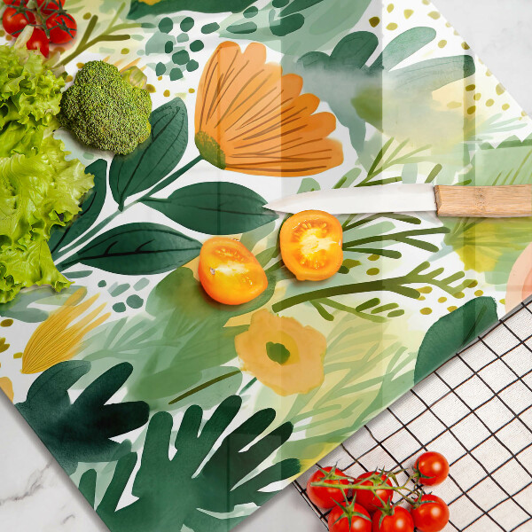 Induction hob cover Painted flowers